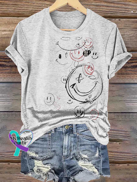 Smiley Face Mental Health Awareness T-shirt White / S