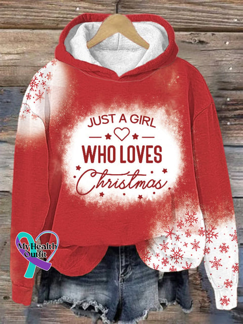 Snow Gradient Just A Girl Who Loves Christmas Print Casual Sweatshirt Red / S