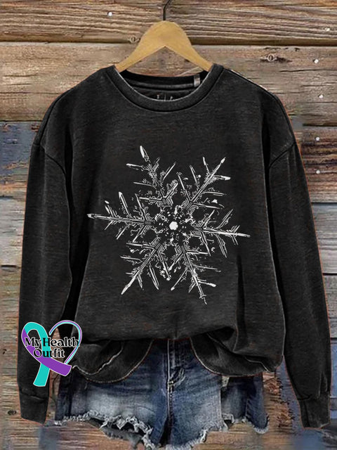 Snowflake Winter Christmas Print Casual Sweatshirt Black / S