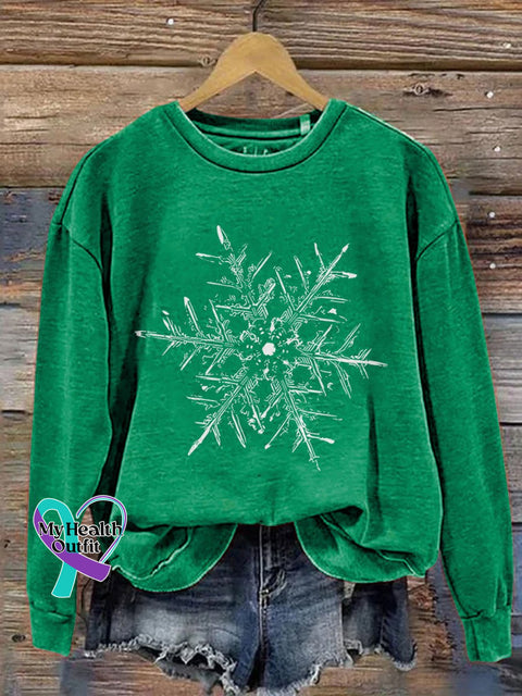 Snowflake Winter Christmas Print Casual Sweatshirt Green / S