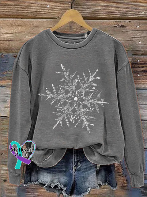 Snowflake Winter Christmas Print Casual Sweatshirt Grey / S