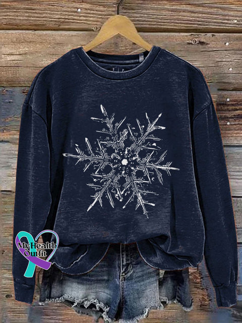 Snowflake Winter Christmas Print Casual Sweatshirt Navyblue / S
