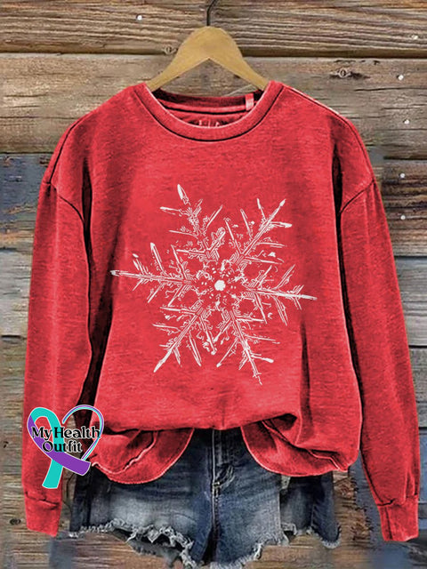 Snowflake Winter Christmas Print Casual Sweatshirt Red / S
