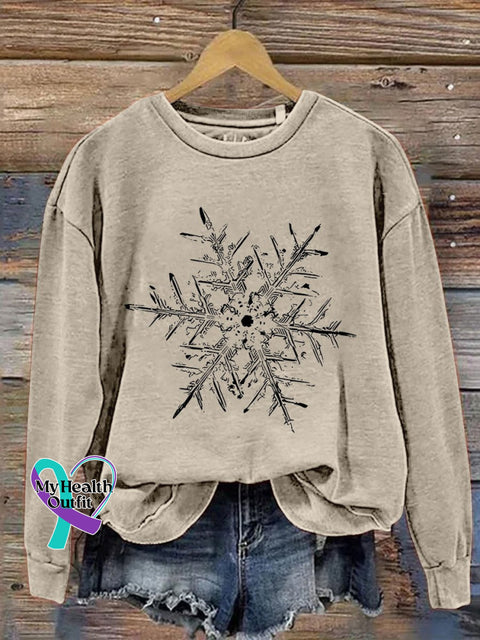 Snowflake Winter Christmas Print Casual Sweatshirt Sand / S