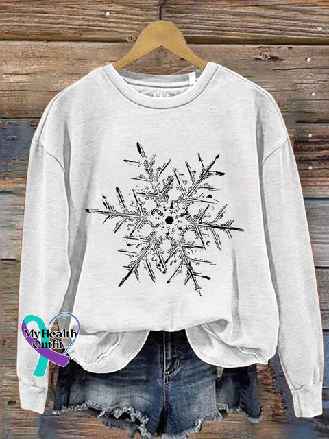 Snowflake Winter Christmas Print Casual Sweatshirt White / S