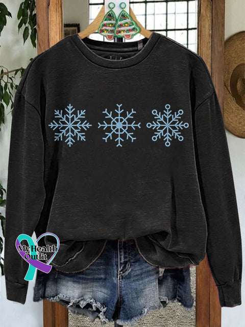 Snowflakes Winter Christmas Casual Print Sweatshirt Black / S