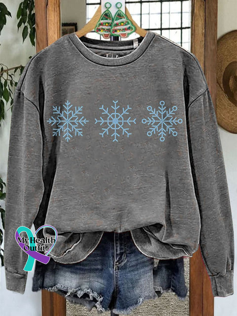 Snowflakes Winter Christmas Casual Print Sweatshirt Grey / S