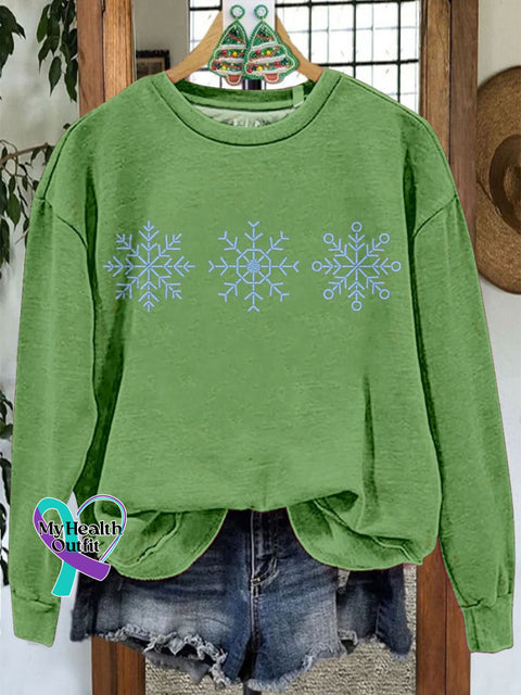 Snowflakes Winter Christmas Casual Print Sweatshirt Lightgreen / S