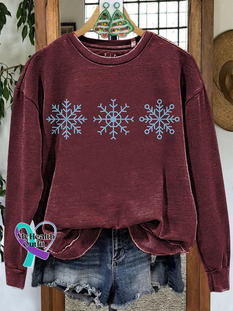Snowflakes Winter Christmas Casual Print Sweatshirt Maroon / S