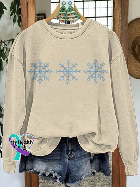 Snowflakes Winter Christmas Casual Print Sweatshirt Sand / S