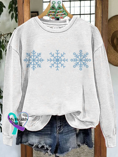 Snowflakes Winter Christmas Casual Print Sweatshirt White / S