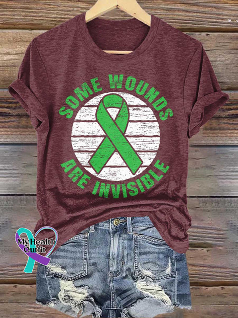 SOME WOUNDS ARE INVISIBLE Green Ribbon Mental Health Awareness T-shirt Red / S