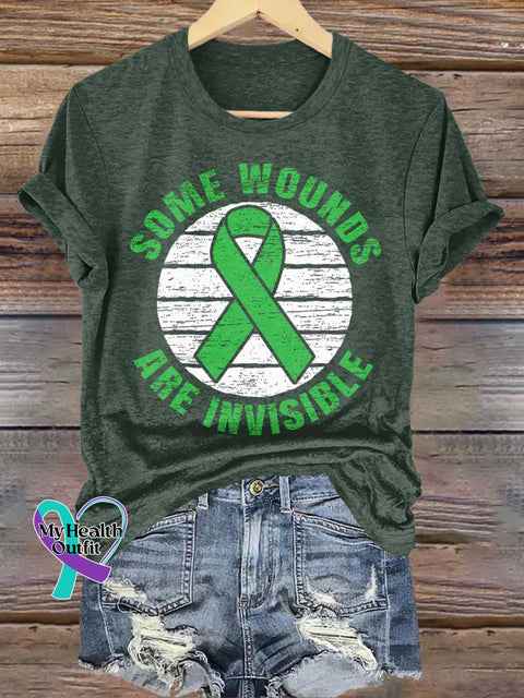 SOME WOUNDS ARE INVISIBLE Green Ribbon Mental Health Awareness T-shirt Green / S