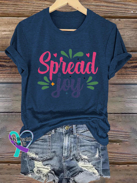 Spread Joy Printed Casual Crew Neck Short Sleeve T-Shirt NavyBlue / S