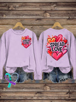 Spread Love Casual Crew Neck Sweatshirt Purple / S