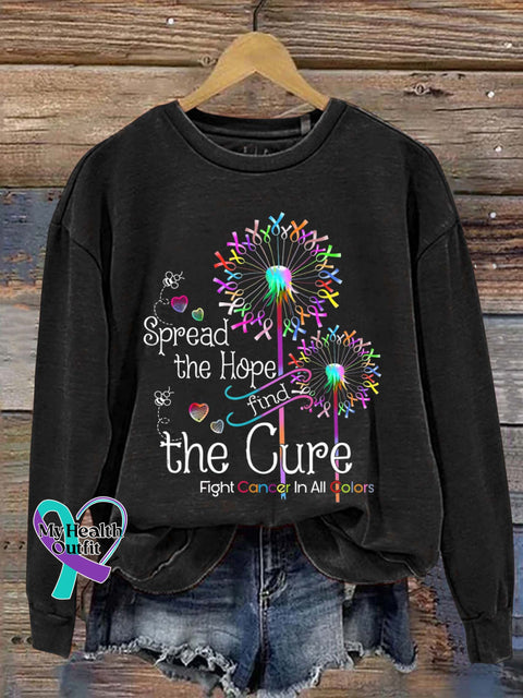 Spread The Hope Find Cure Fight Cancer In All Colors Art Print Pattern Casual Sweatshirt Black / 3Xl