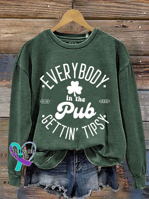 St. Patrick’s Day Shamrock Everybody In The Pub Gettin’ Tipsy Art Design Print Casual