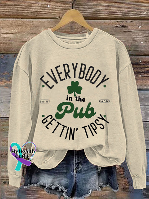 St. Patrick’s Day Shamrock Everybody In The Pub Gettin’ Tipsy Art Design Print Casual