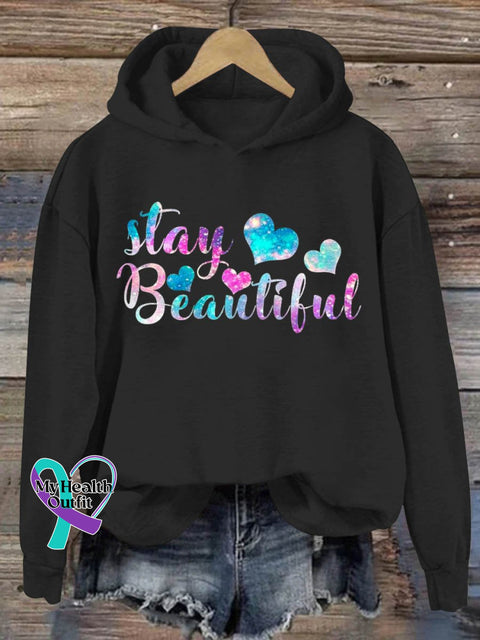 Stay Beautiful Art Pattern Print Casual Sweatshirt Black / S