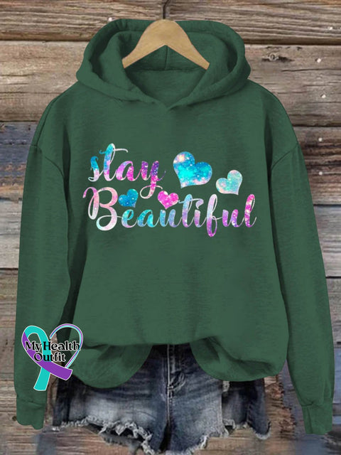 Stay Beautiful Art Pattern Print Casual Sweatshirt Green / S