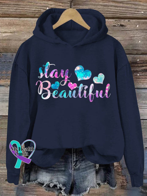 Stay Beautiful Art Pattern Print Casual Sweatshirt Navy / S