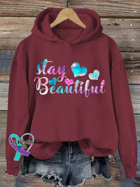 Stay Beautiful Art Pattern Print Casual Sweatshirt Red / S