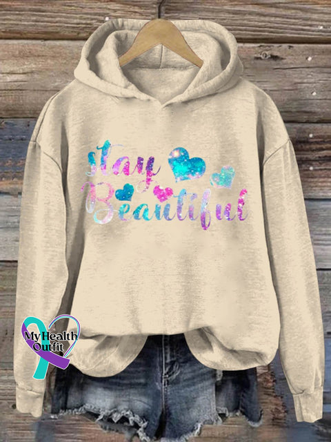 Stay Beautiful Art Pattern Print Casual Sweatshirt Sand / S