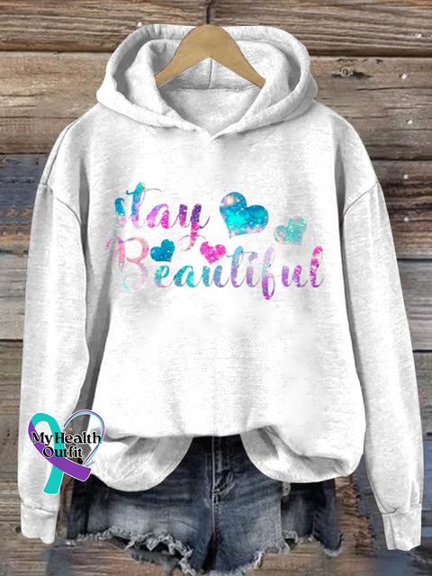 Stay Beautiful Art Pattern Print Casual Sweatshirt White / S