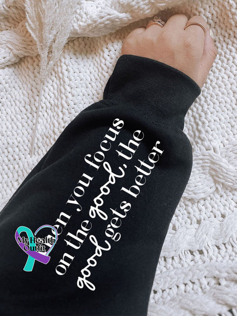 Stay Positive Mental Health Awareness Art Pattern Print Casual Sweatshirt