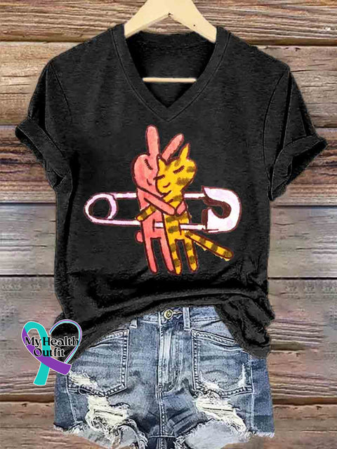 Stay Together Forever Art V neck Casual T Shirt Black / S