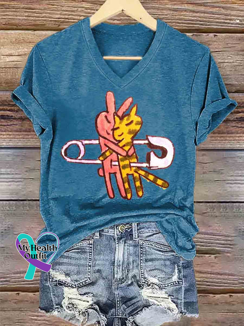 Stay Together Forever Art V neck Casual T Shirt Blue / S