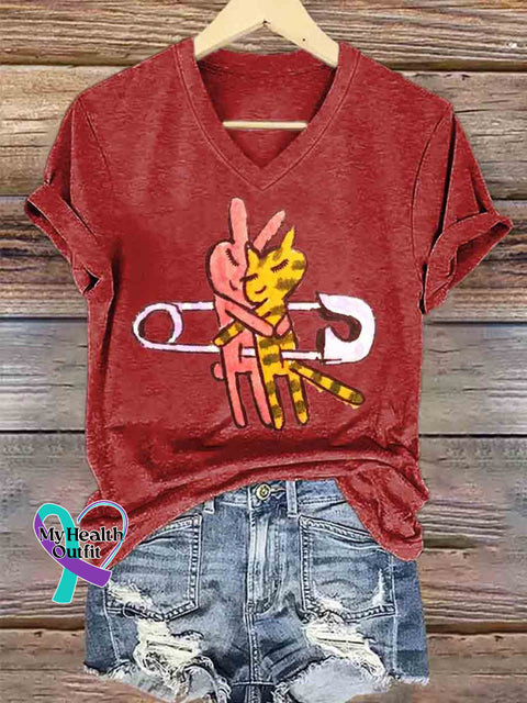 Stay Together Forever Art V neck Casual T Shirt Red / S