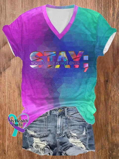 Stay Your Story Is Not Over Print Casual Tee Picture 1 / S
