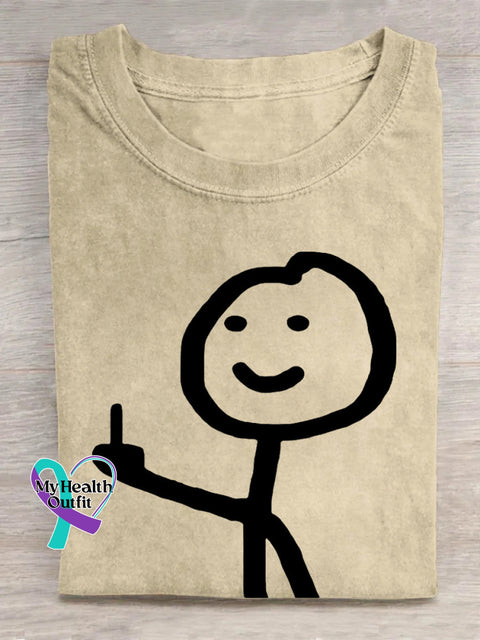 Stickman Giving Middle Finger-1 T-Shirt Khaki / S