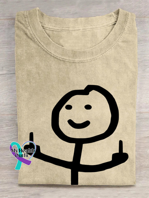 Stickman Giving Middle Finger T-Shirt Khaki / S