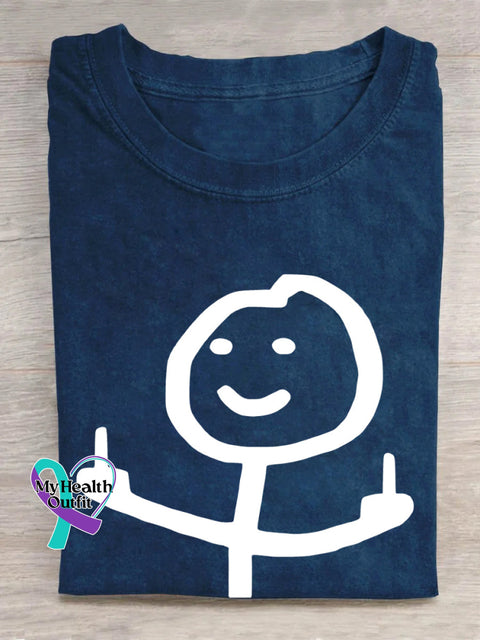 Stickman Giving Middle Finger T-Shirt Navy Blue / S