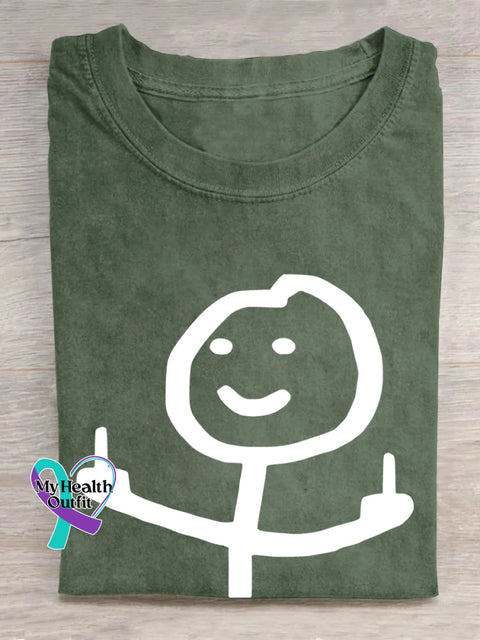 Stickman Giving Middle Finger T-Shirt Olive / S