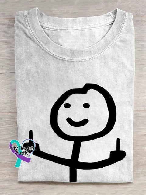 Stickman Giving Middle Finger T-Shirt White / S