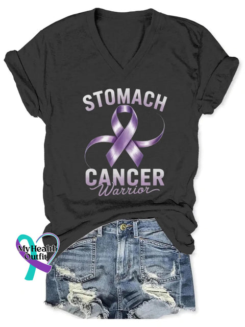 Stomach Cancer Awareness Art V-neck Casual T-Shirt Black / S