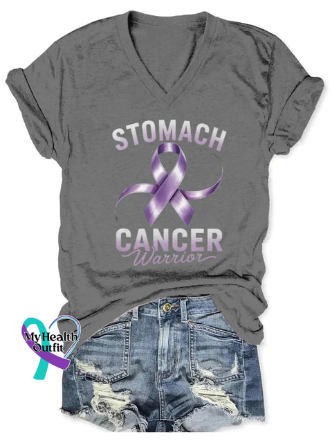 Stomach Cancer Awareness Art V-neck Casual T-Shirt Grey / S