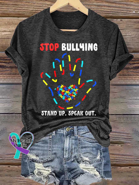 STOP BULLYING. STAND UP. SPEAK OUT. Autism Awareness T-shirt Black / S