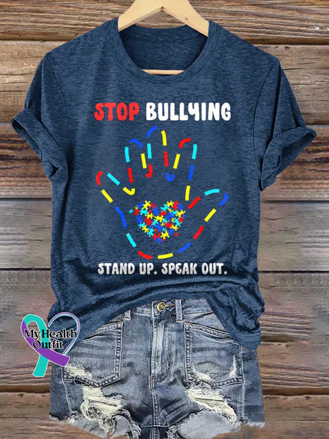 STOP BULLYING. STAND UP. SPEAK OUT. Autism Awareness T-shirt Blue / S