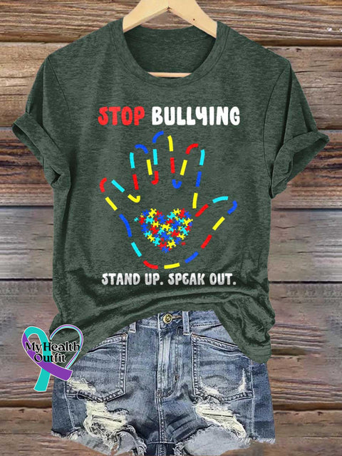 STOP BULLYING. STAND UP. SPEAK OUT. Autism Awareness T-shirt Green / S