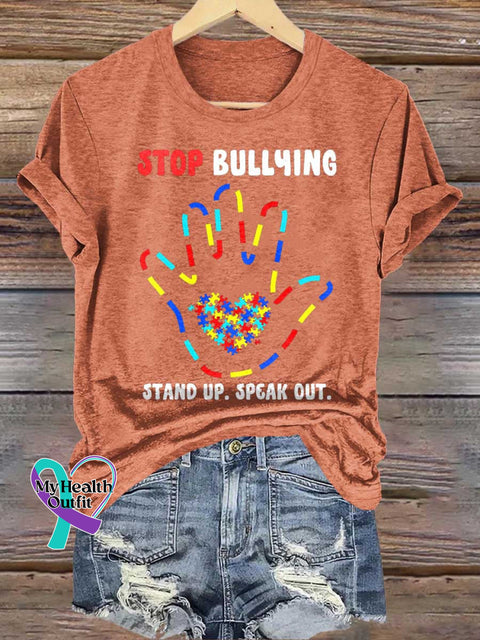 STOP BULLYING. STAND UP. SPEAK OUT. Autism Awareness T-shirt Orange / S