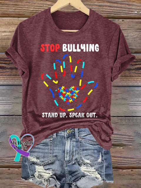 STOP BULLYING. STAND UP. SPEAK OUT. Autism Awareness T-shirt Red / S