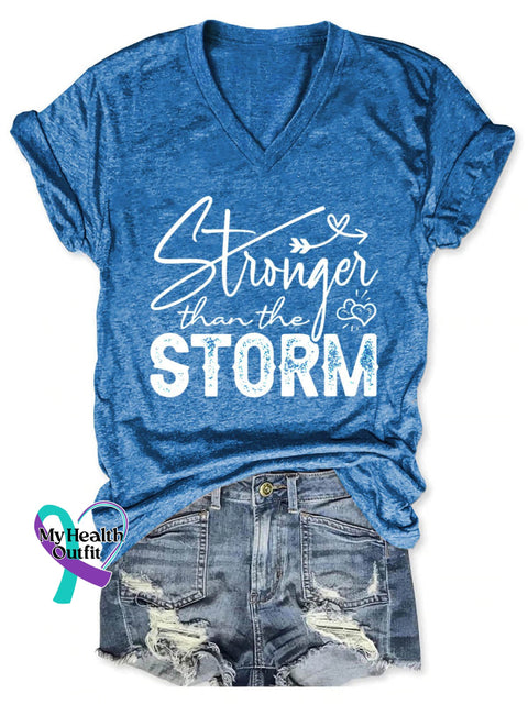 Stronger Than The Storm Art Casual T-Shirt Blue / S