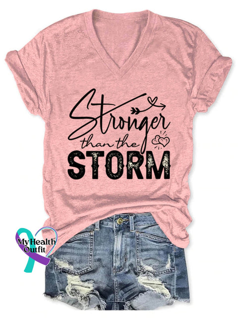Stronger Than The Storm Art Casual T-Shirt Pink / S