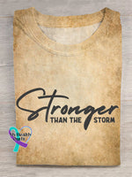 Stronger Than The Storm Art Vintage Print T-shirt Khaki / S