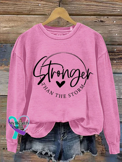 Stronger Than The Storm Letter Print Casual Sweatshirt Pink / S