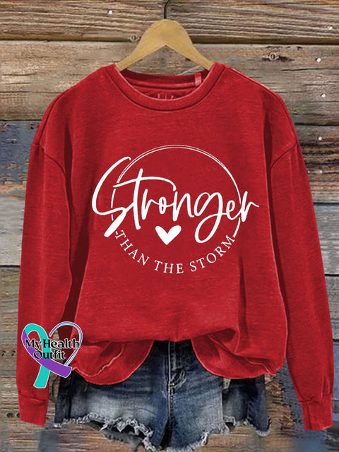 Stronger Than The Storm Letter Print Casual Sweatshirt Red / S